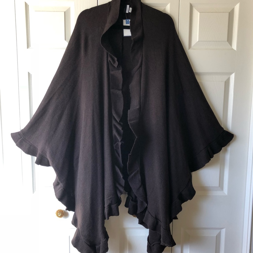 Brown Knit Ruana  Wrap